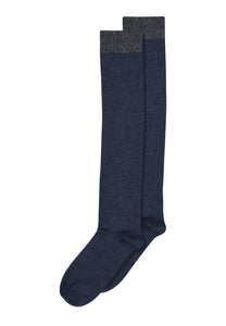 Wool / silk knee socks navy