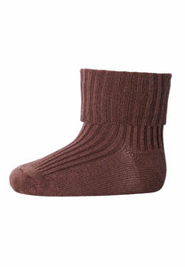 Wool Rib Baby Socks Brown Melange