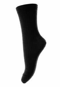 Wool Rib Socks Black