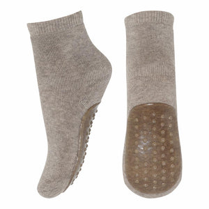 Wool Socks Anti Slip Light Brown Melange