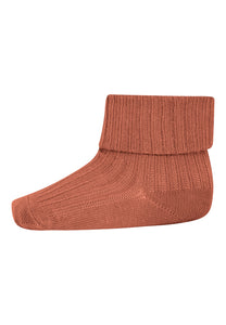 Cotton rib baby socks Copper brown