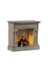 Miniature fireplace vintage blue