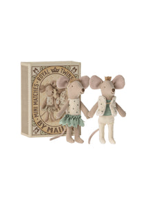 Royal twins mice, sister and brother in matchbox