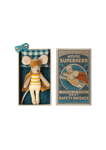 Super hero mouse little brother in matchbox