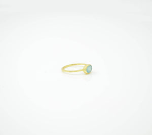Oval Blue Chalcedony Gold Ring