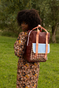Backpack large gingham Cherry red