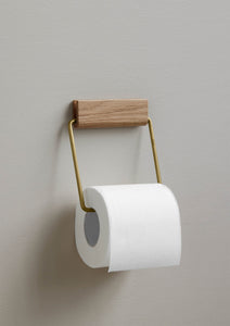 Toilet roll holder Oak-brass