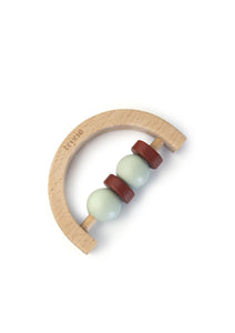 Wooden half circle rattle - Mint Rust